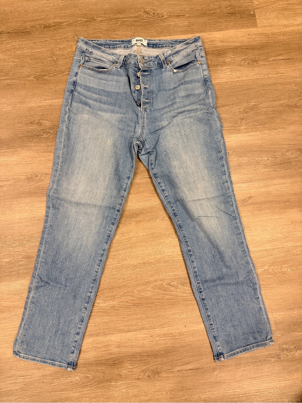 PAIGE Light Wash Button Fly Jeans Size 32